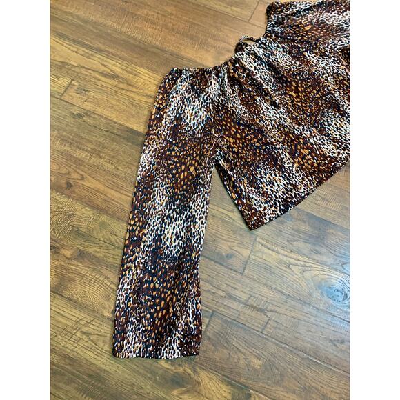 VTG 1970s Tomorrow's Dream Off Shoulder Bell Sleeve Blouse Cheetah Print Medium - Picture 6 of 8